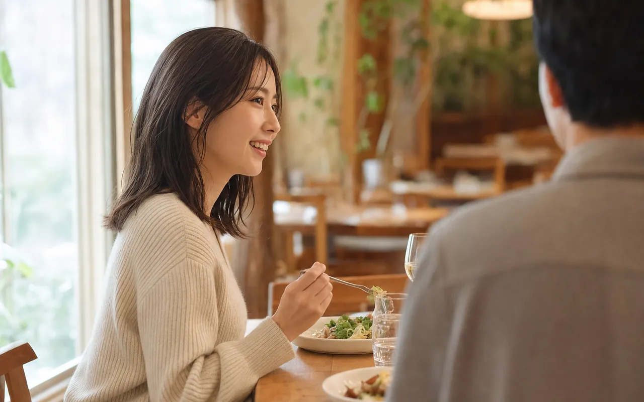 カジュアルなレストランでの食事